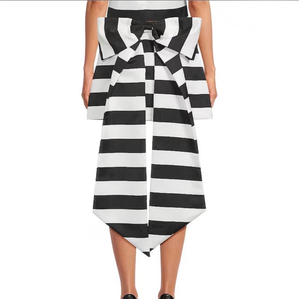 Black and White Striped Bow Skirt
